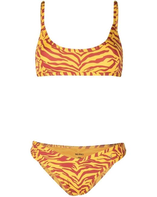 The Attico Tigerprint Bikini Set in Yellow Lyst