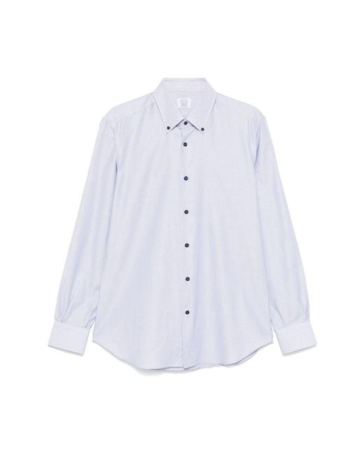 Mazzarelli Blue Cotton Shirts for men