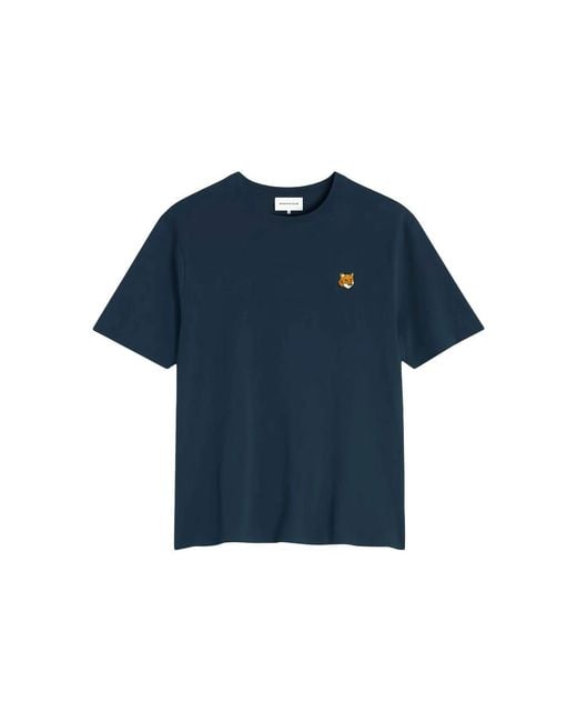 Maison Kitsuné Blue T-Shirt Crew Neck for men
