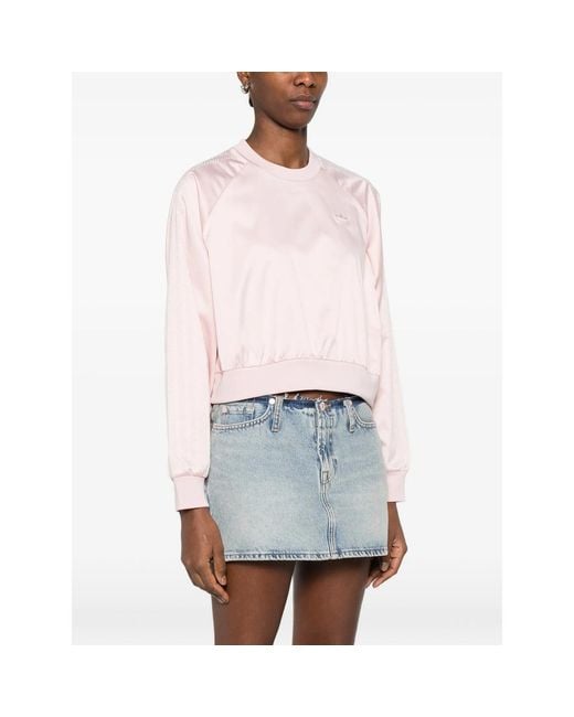 Adidas Pink Sweatshirt With Textured Sleeves
