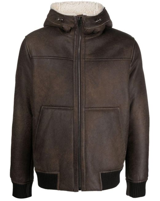 Eraldo Gray Hooded Shearling Leather Jacket for men