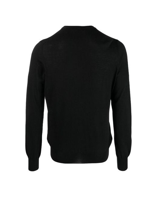 Fileria Black Round-Neck Virgin-Wool Sweater for men