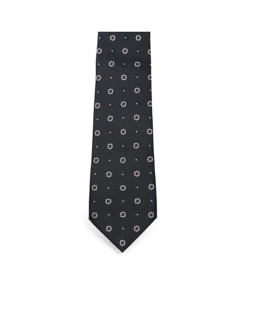 Saint Laurent Black Patterned Silk Tie for men
