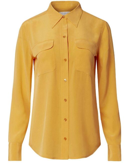 Equipment Yellow Silk Long-Sleeve Shirt