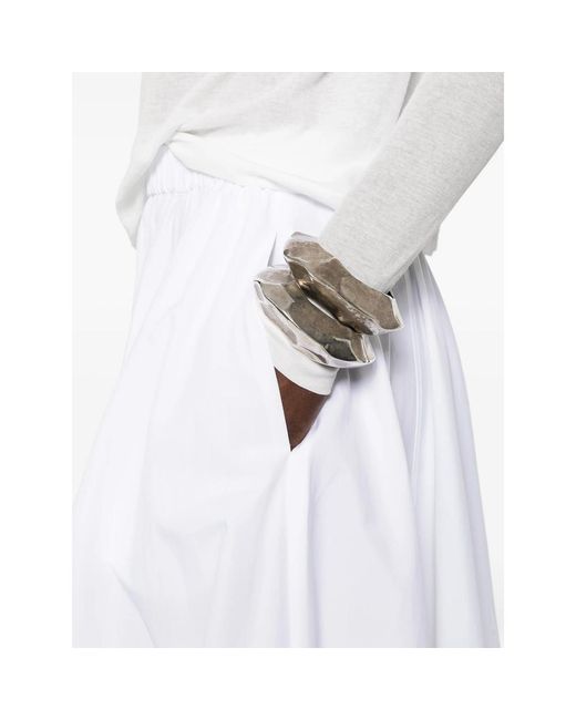 Co. White Elasticated-Waistband Midi Skirt