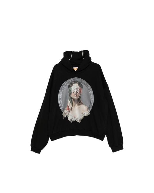 PDF Black Graphic-Print Hoodie for men