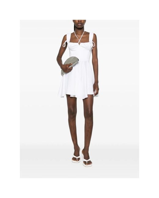 LES FILLES D'EVA White Sleveeless Tie-Strap Mini Dress