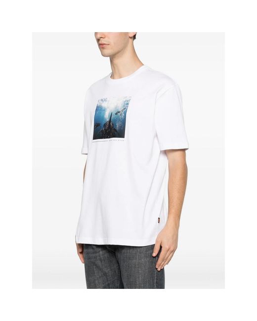 Boss White Cotton-Jersey T-Shirt With Printed Artwork for men