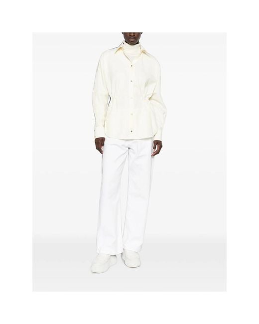 Moncler White Logo-Patch Long-Sleeve Shirt