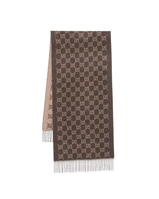 Gucci Brown Gg Cashmere Scarf for men