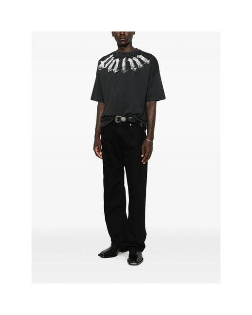 Palm Angels Black Big Neck Logo Printed T-Shirt for men