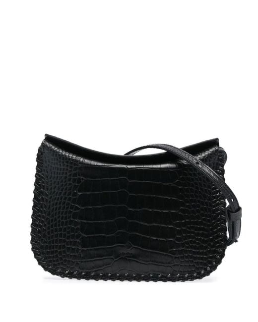 LÉMÉLS Black Crocodile-effect Shoulder Bag
