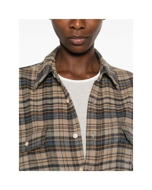 R13 Natural Long-Sleeve Checked Shirt