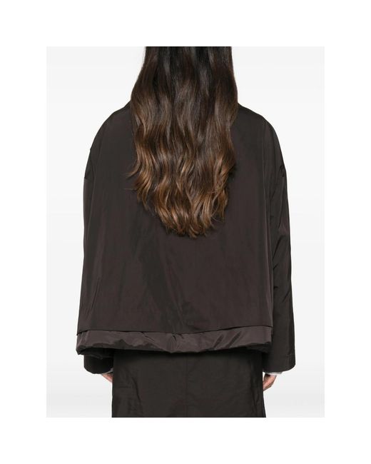 Carven Black Pearl-Pendant Funnel-Neck Raincoat