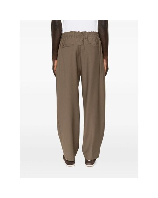 Myths Brown Pleated-Front Straight-Leg Trousers for men