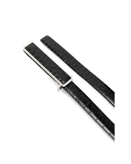 Tom Ford Black Crocodile-Effect Plaque-Buckle Belt for men