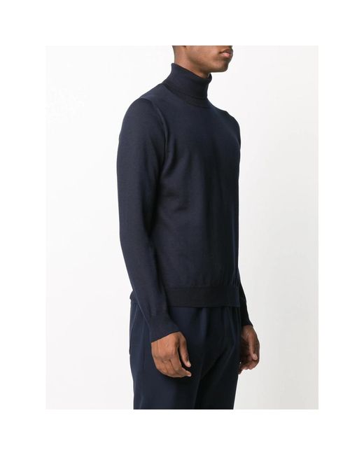 La Fileria Blue Ribbed Roll-Neck Jumper for men