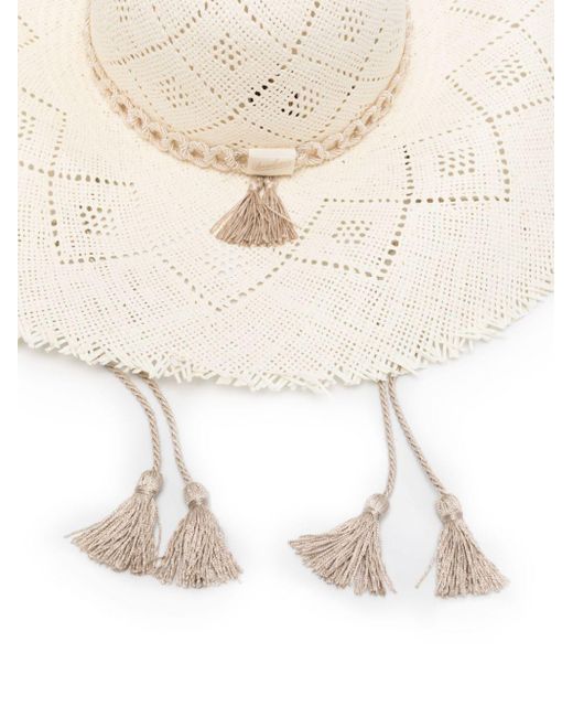 Borsalino White Tassel-Detail Woven-Raffia Hat