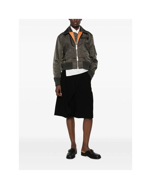 Sacai Black Layered-Design Zip-Up Jacket