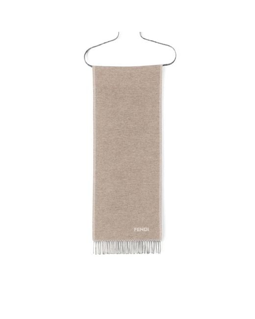 Fendi Brown Logo-Intarsia Fringed Scarf for men