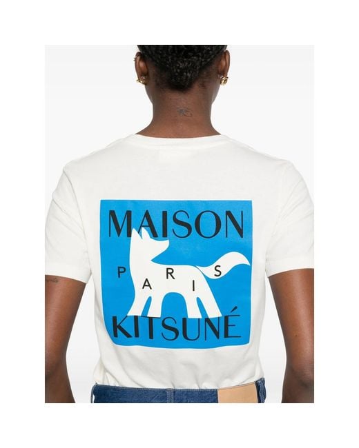 Maison Kitsuné White T-Shirt Neutral Print