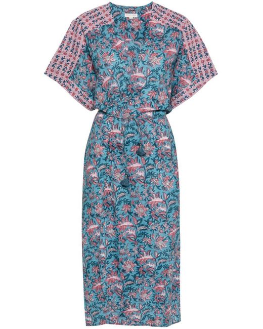 Louise Misha Blue Chill Floral-Print Maxi Dress