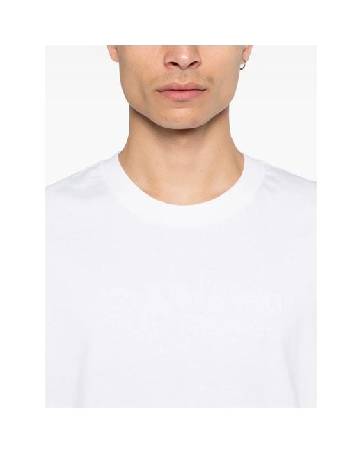 Calvin Klein White Embossed T-Shirt for men
