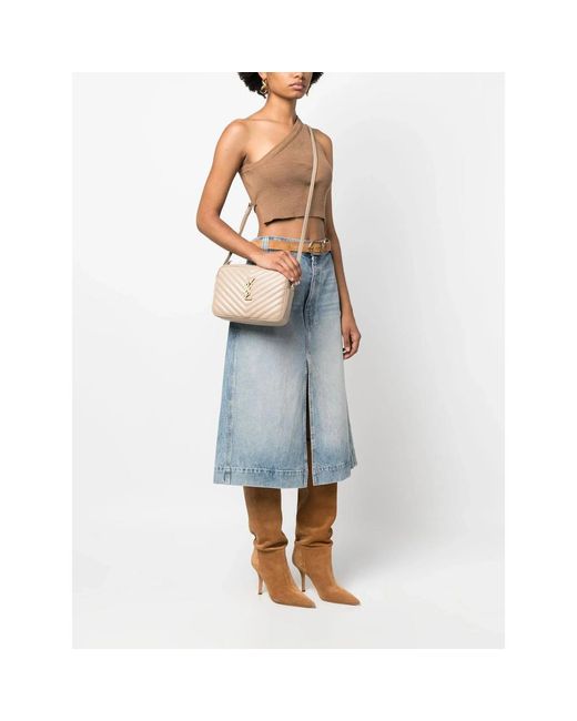 Saint Laurent Natural Lou Quilted Crossbody Bag