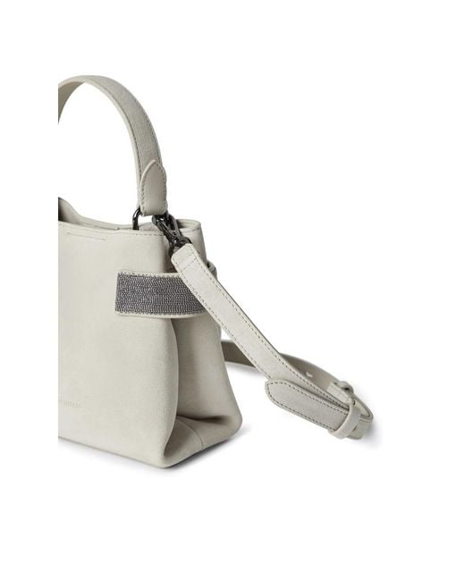Brunello Cucinelli Gray Neutrals Tote Bags