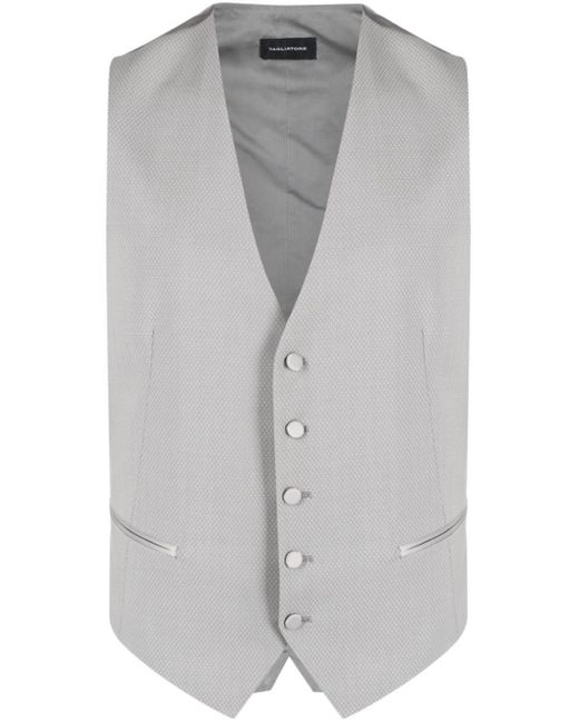 Tagliatore Gray Button-Up Wool Waistcoat for men