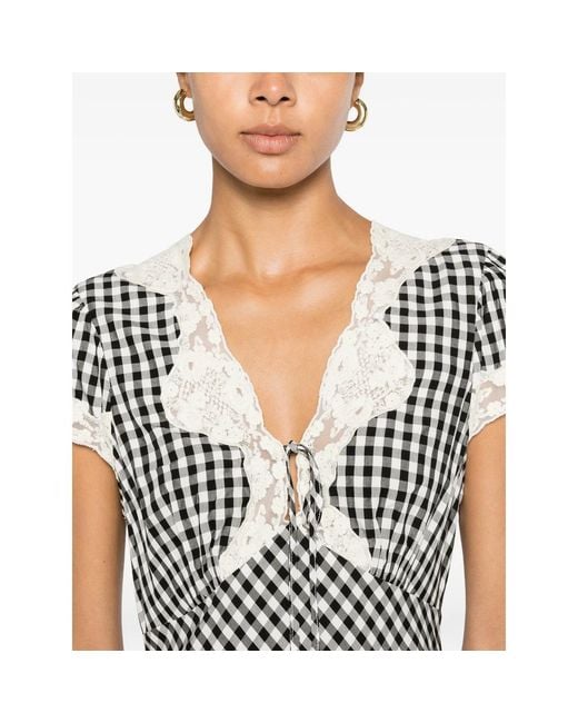 Rixo Multicolor Lacie Lace-Trim Gingham Mini Dress