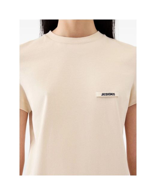 Jacquemus Natural Le T-Shirt Gros Grain Top