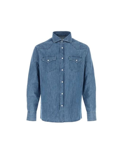 Brunello Cucinelli Blue Shirts for men