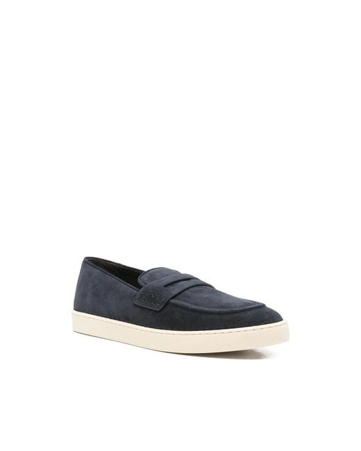 Canali Blue Loafers Calf Leather for men