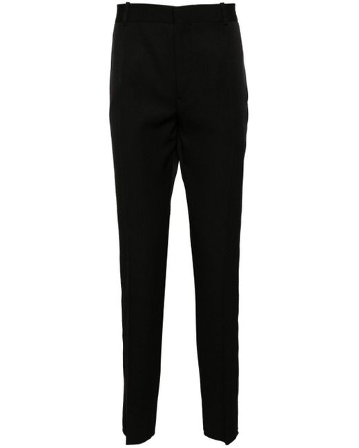 Alexander McQueen Black Low-Rise Satin-Trim Tailored Trousers for men