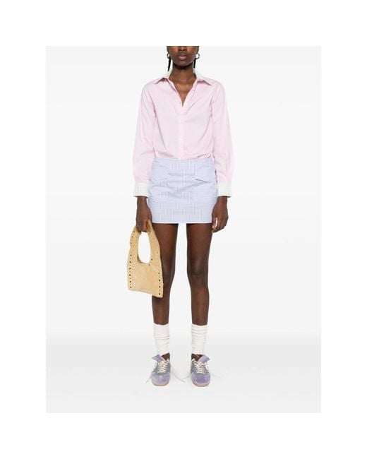 GIMAGUAS Pink Gingham-Trimmed Cotton Shirt