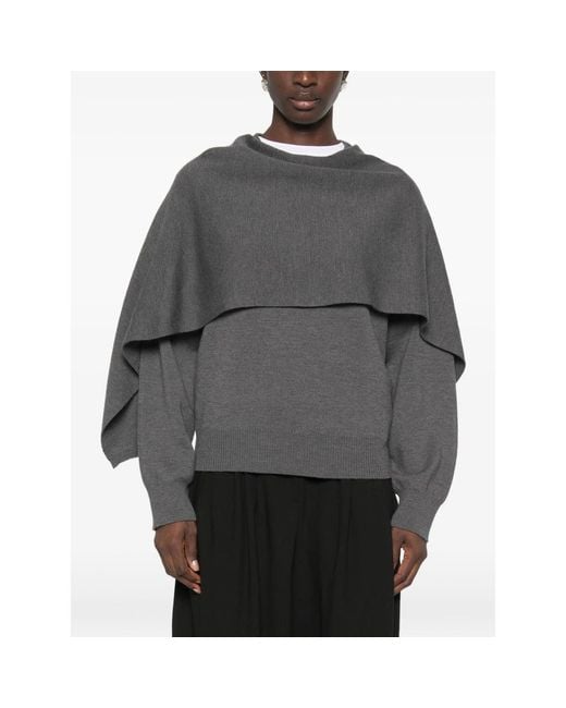 Rohe Gray Cape-Overlay Knitted Sweater
