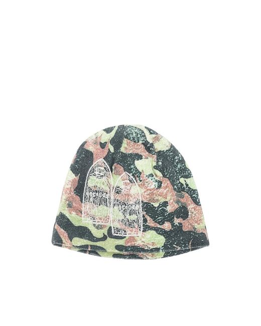 Who Decides War Green Flame Camouflage Embroidered Beanie Hat for men