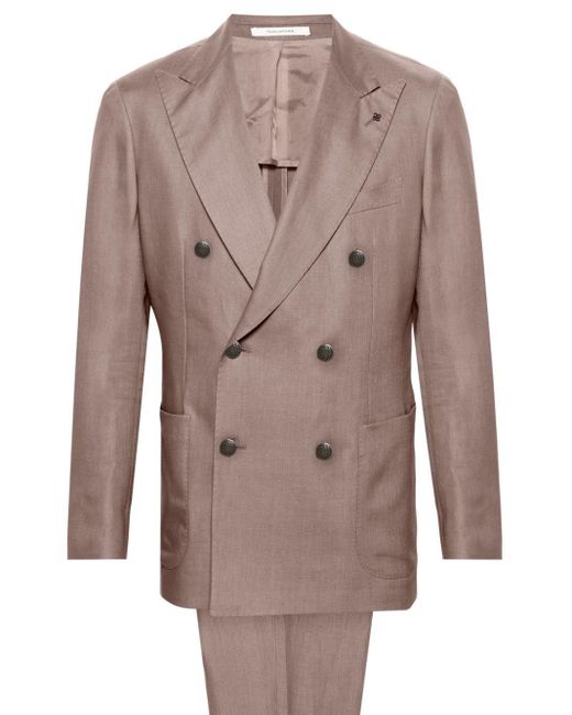 Tagliatore Purple Double-Breasted Linen Suit for men