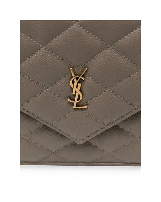 Saint Laurent Gray Cassandre Quilted Leather Clutch Bag