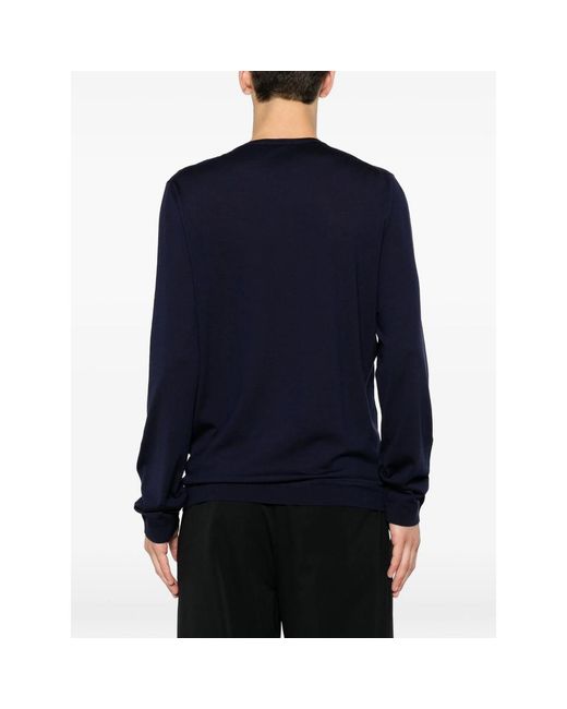 Roberto Collina Blue Fine-Knit Crew-Neck Sweater for men