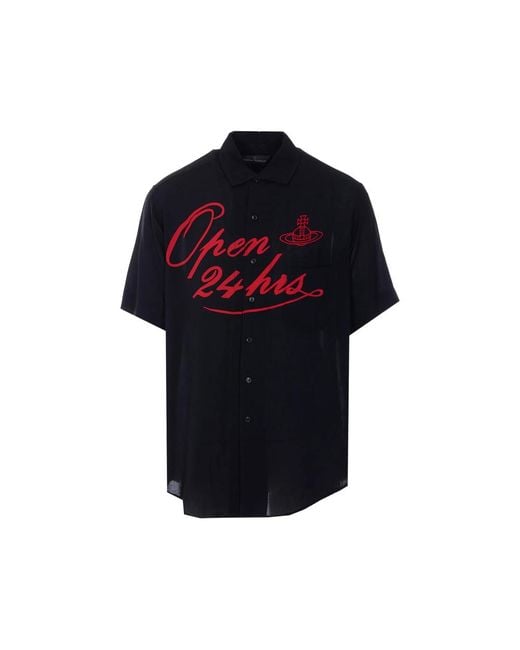 Vivienne Westwood Blue Open 24 Hours Bowling Short-Sleeve Shirt for men