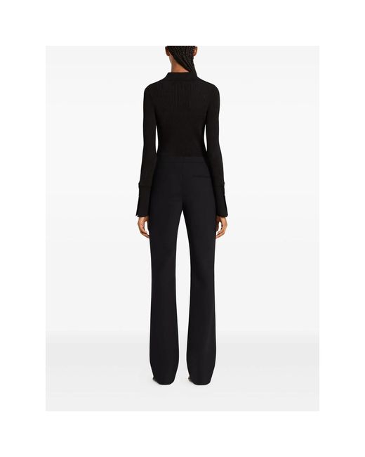 Courreges Black Ribbed Polo Top