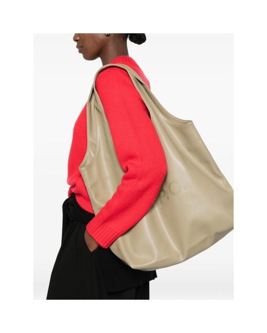 A.P.C. Multicolor A. P.C. Logo-Print Leather Tote Bag