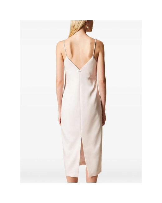 Twinset White Spaghetti-Strap Duchesse Midi Dress