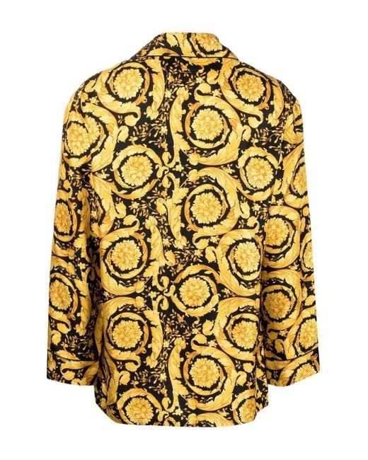 Versace Yellow Barocco Silk Pajama Top for men