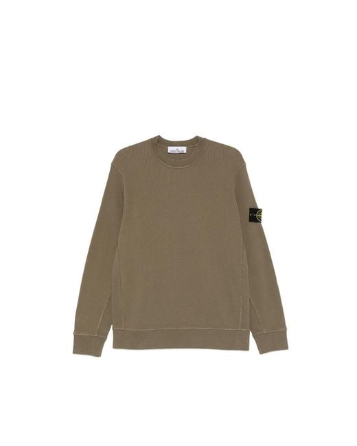 Stone Island Green Waffle-Knit Patch Sweatshirt for men