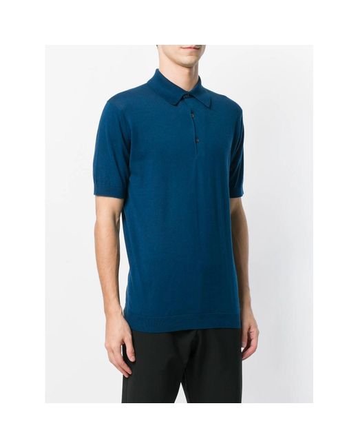 John Smedley Blue Adrian Polo Top for men