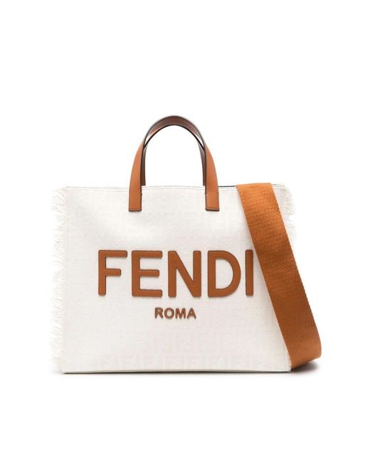 Fendi Natural Neutrals Tote Bags for men