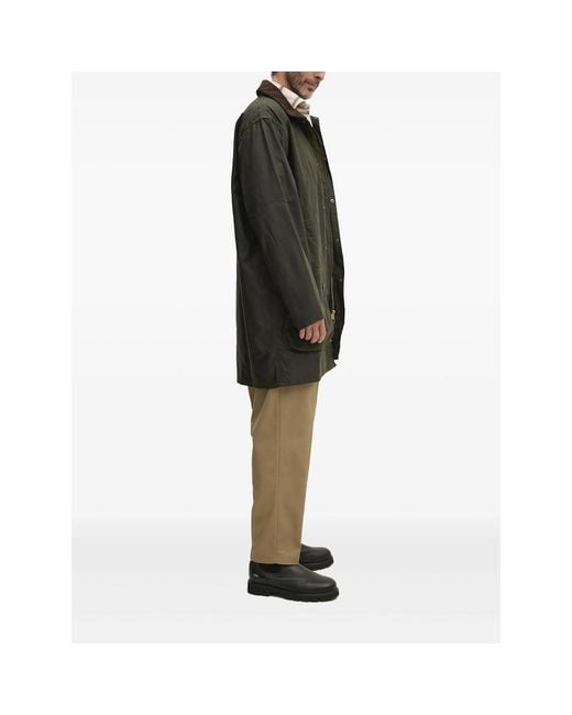Barbour Green Corduroy-Collar Coat for men